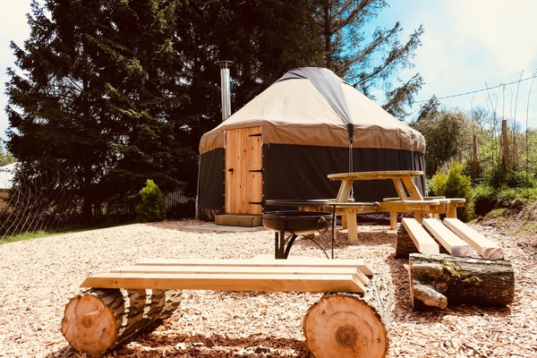Luxury yurt for glamping at The Wildings, Gloucestershire