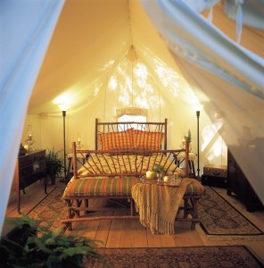 Glamping tent interior at Clayoqout Wliderness Resort
