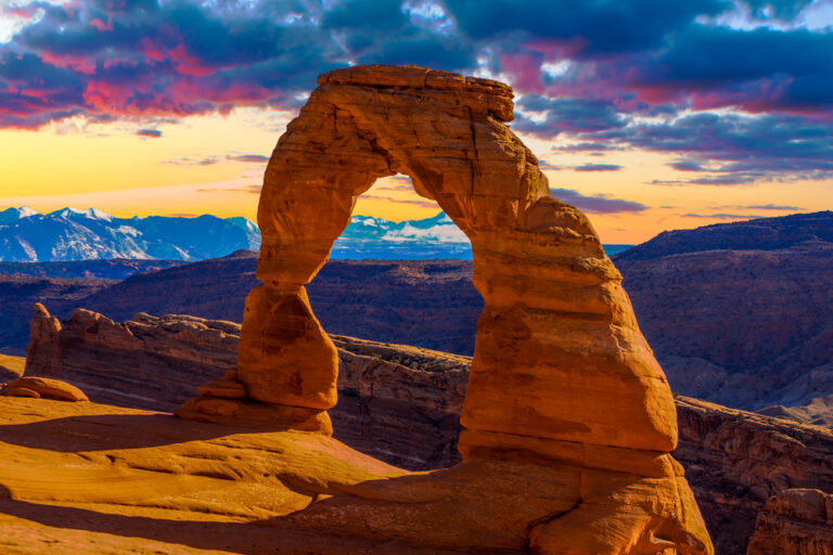 Beautiful arch at sunset in Arches National Park, Utah