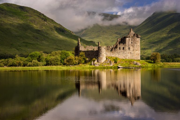 Scottish castle by Loch Awe in the highlands of Scotland