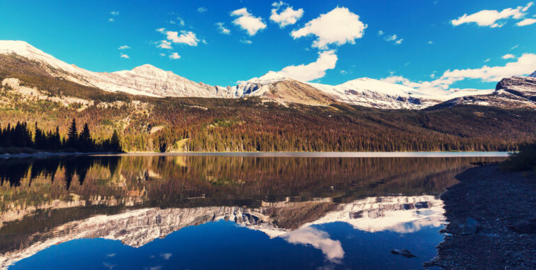 Mountain reflections in Glacier National Park, Montana