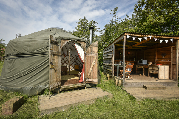 Croglin luxury camping yurt at Drybeck Farm