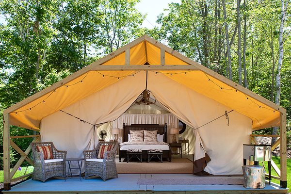 Glamping safari tent at Sandy Pines Campground