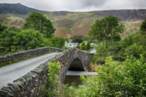 Stone bridge over small river in Lake District, Cumbria