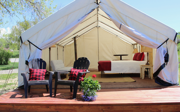 Glamping tent at Shell Campground