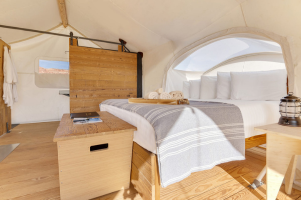 Under Canvas, Grand Canyon has a range of glamping tents, including the Stargazer tent pictured here