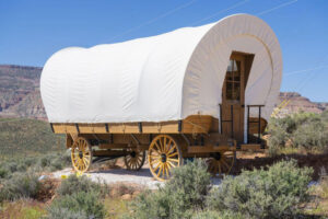 Covered wagon glamping at Zion Wildflower Resort