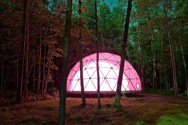 Glamping dome at night, Outlier Inn, New York