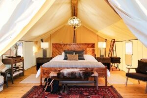 Glamping in a summit tent at Collective Governors Island, New York