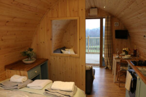 Windemere Luxury Camping Pods, interior of a glamping pod