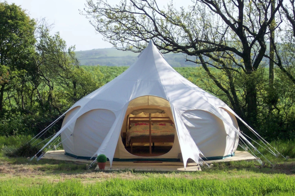 Lotus Belle glamping tent at Cheglinch Farm